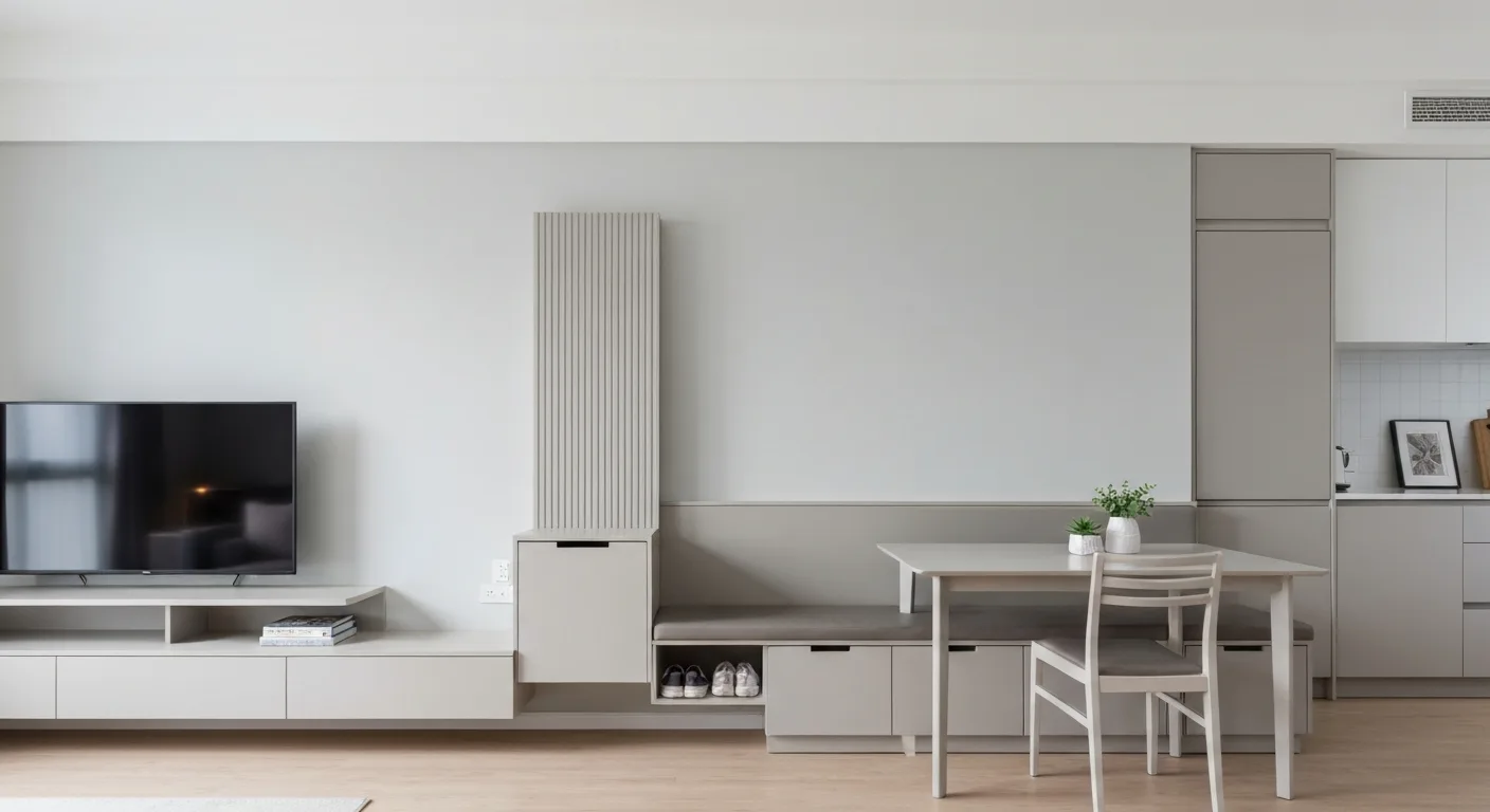 3D mockup of carpentry in an HDB flat