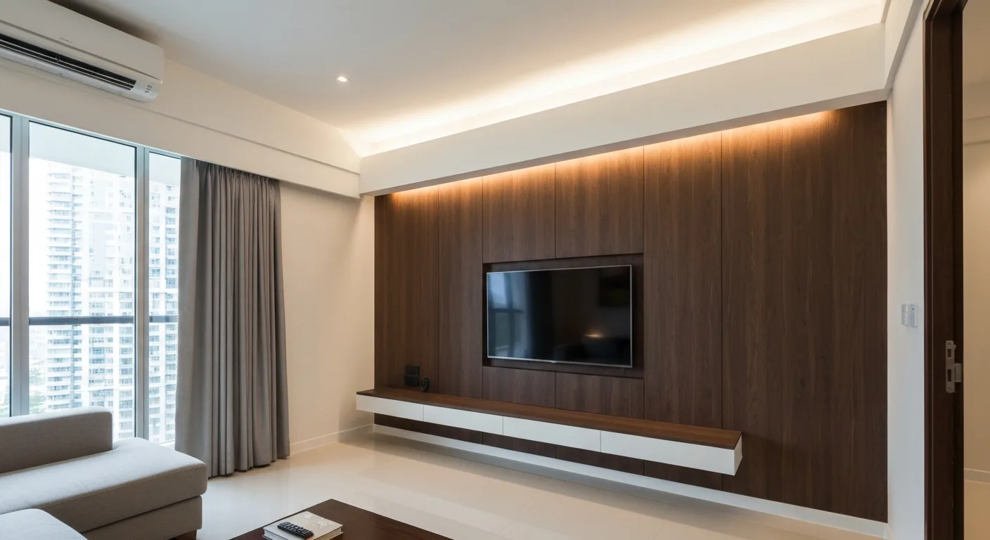 3D mockup of a living room feature wall